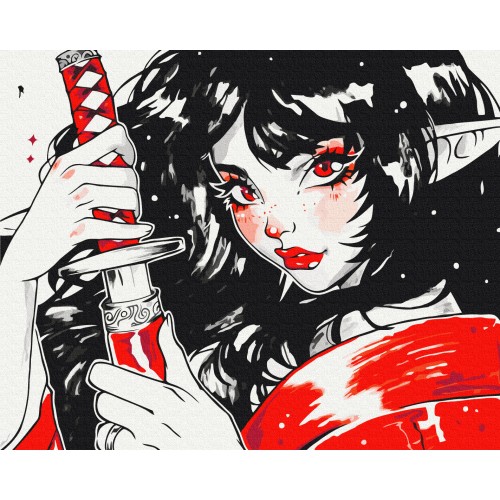 Картина по номерам - Красная катана @ nila_art_art