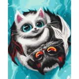 Картина за номерами - Котики Риби © Маріанна Пащук
