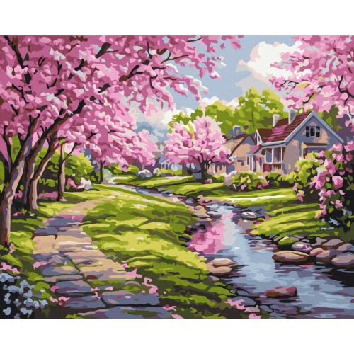 Картина по номерам - Сакура возле дома