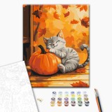 Картина за номерами - Котик з гарбузом