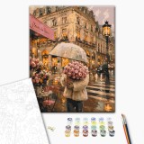 Картина за номерами "Дівчина з квітами під дощем" BS54642 40×50 см