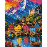 Картина за номерами "Яскраві доми біля озера" BS54706 40×50 см