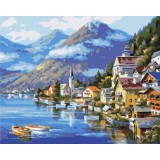 Картина за номерами - Селище у підніжжя гори
