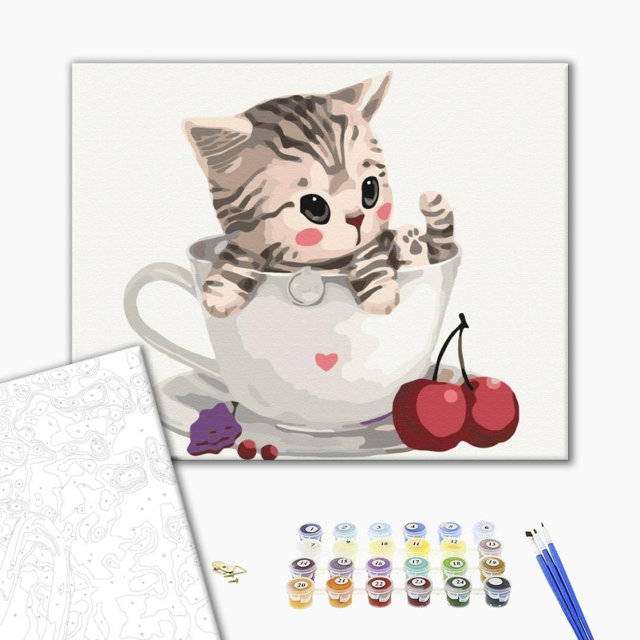 Картина за номерами - Котик в чашці
