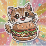 Котенок с гамбургером