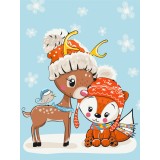 Картина за номерами - Оленя з лисичкою