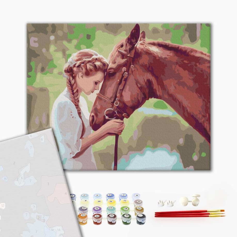 Преміум картина за номерами - Дівчина з конем