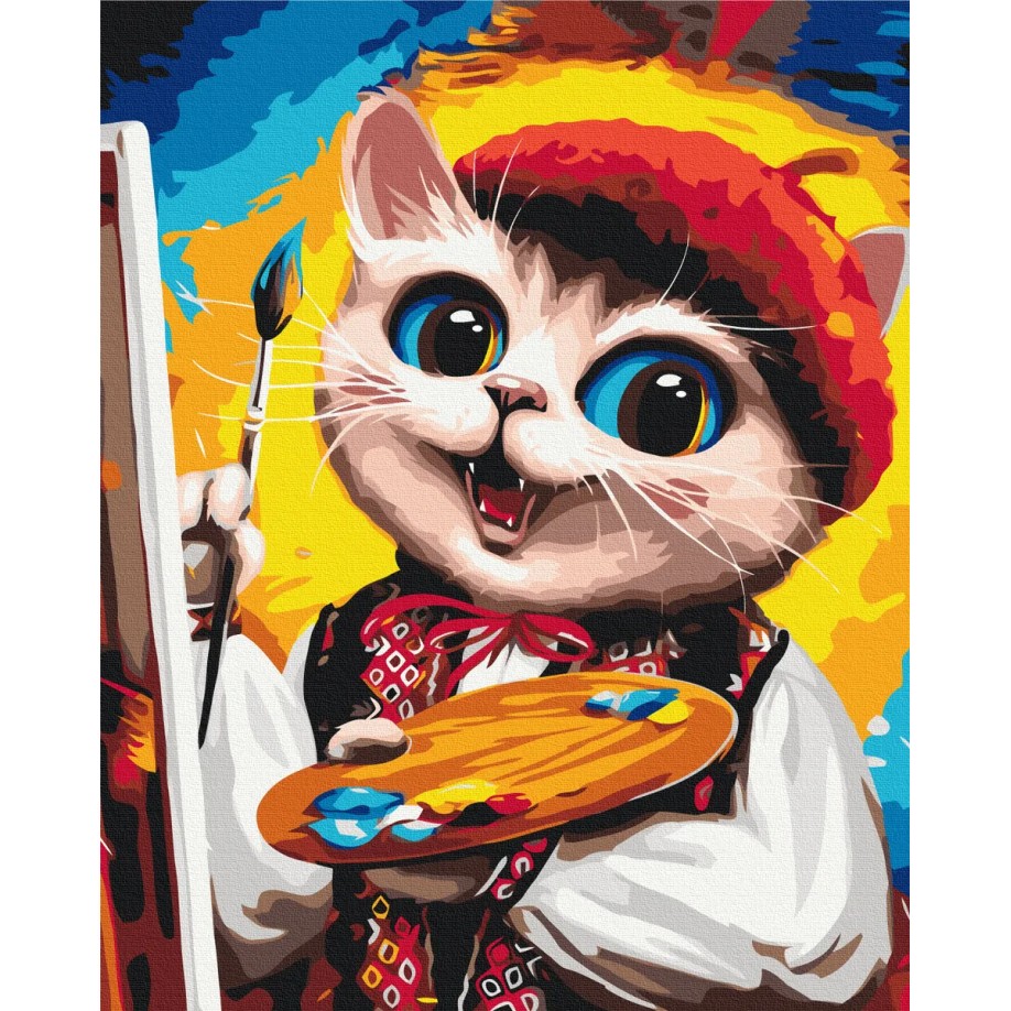 Картина за номерами "Котик Художник ©Маріанна Пащук" PBS53381 40×50 см