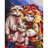 Картина за номерами "Сім'я котиків-гуцулів © Маріанна Пащук" PBS53737 40×50 см