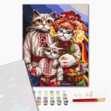 Картина за номерами "Сім'я котиків-гуцулів © Маріанна Пащук" PBS53737 40×50 см