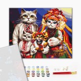 Преміум картина за номерами - Котяча сім'я © Маріанна Пащук