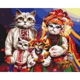 Преміум картина за номерами - Котяча сім'я © Маріанна Пащук